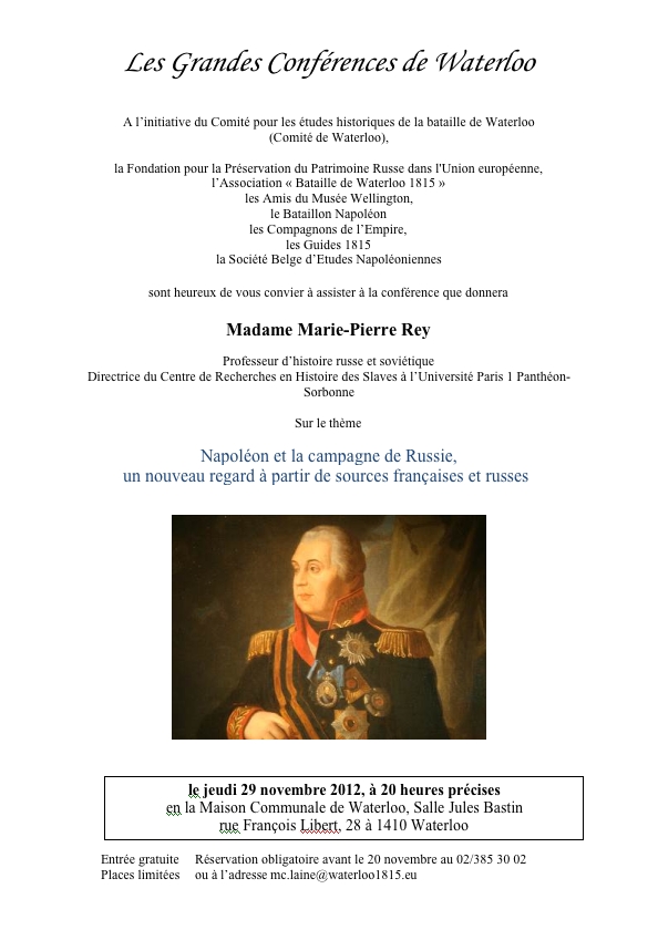 RC Conférence. Napoléon et la campagne de Russie. Marie-Pierre Rey. 2012-11-29
